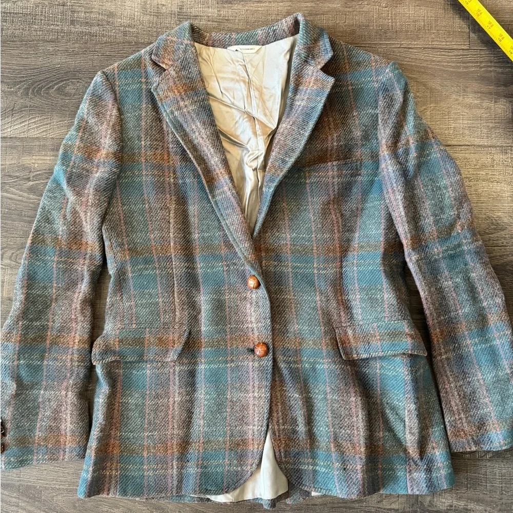 L.L. Bean Plaid Blazer in Blue and Brown